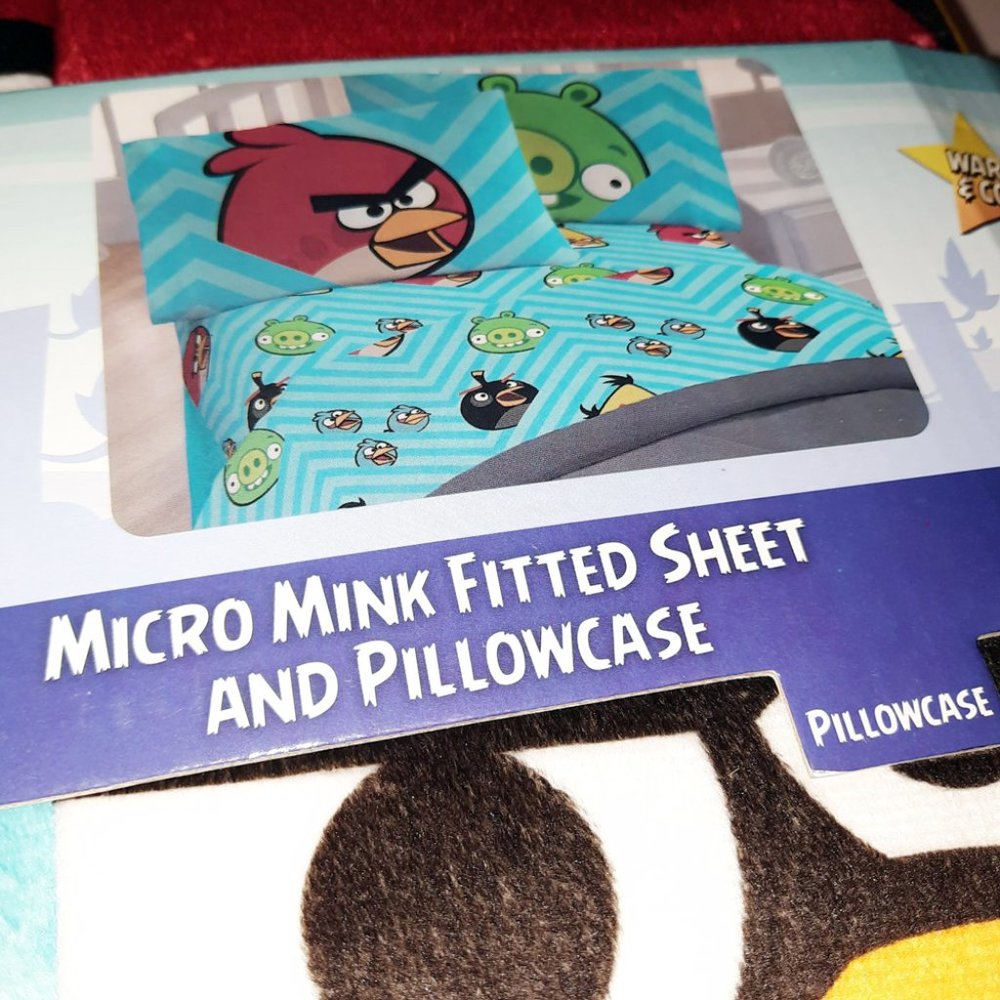🆕Angry Birds Micro Mink Fitted Sheet & Pillowcase